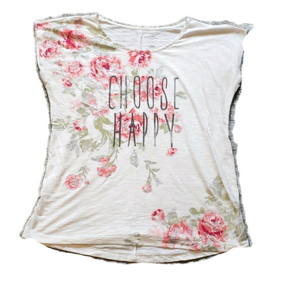 ❣️FIRM PRICE❣️ Choose Happy Graphic Floral Tee